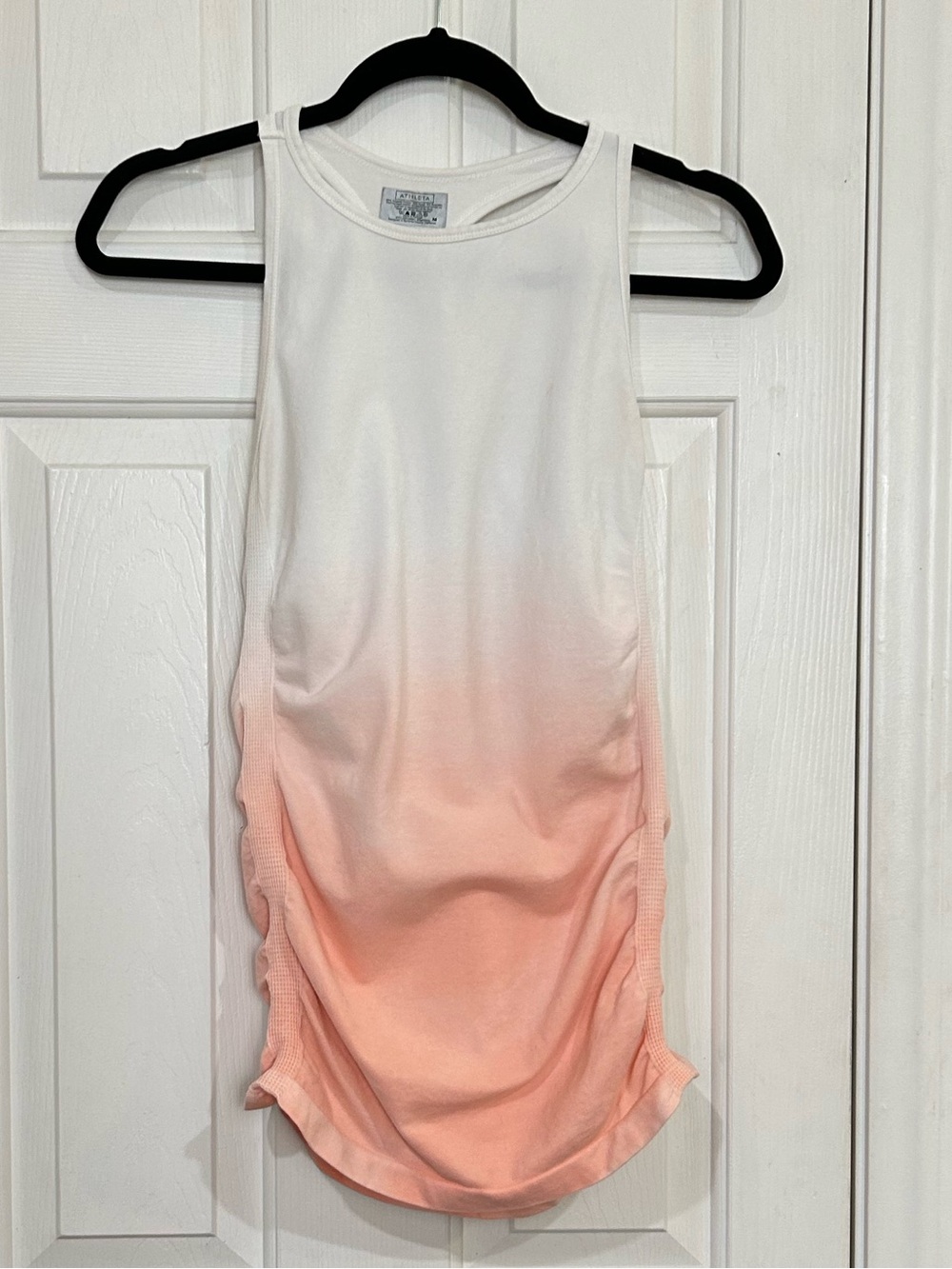 Athleta White & Peach Ombre Pure Organic Cotton Tank Top Medium